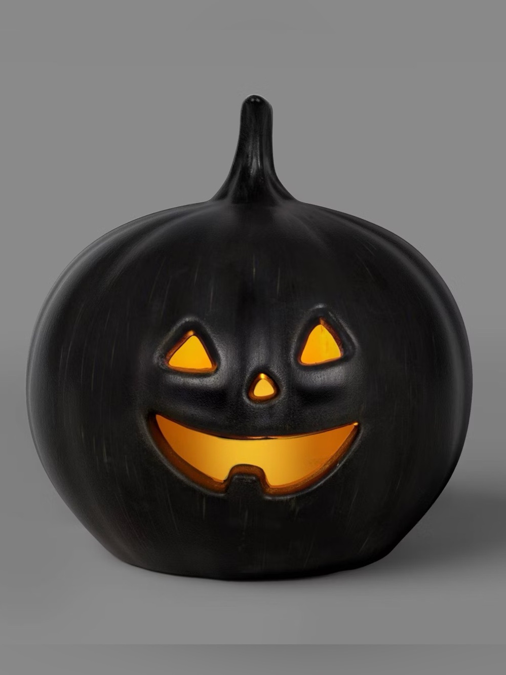 9.75" Lit Pumpkin Jack O' Lantern with Timer & Terracotta Like Halloween Decor